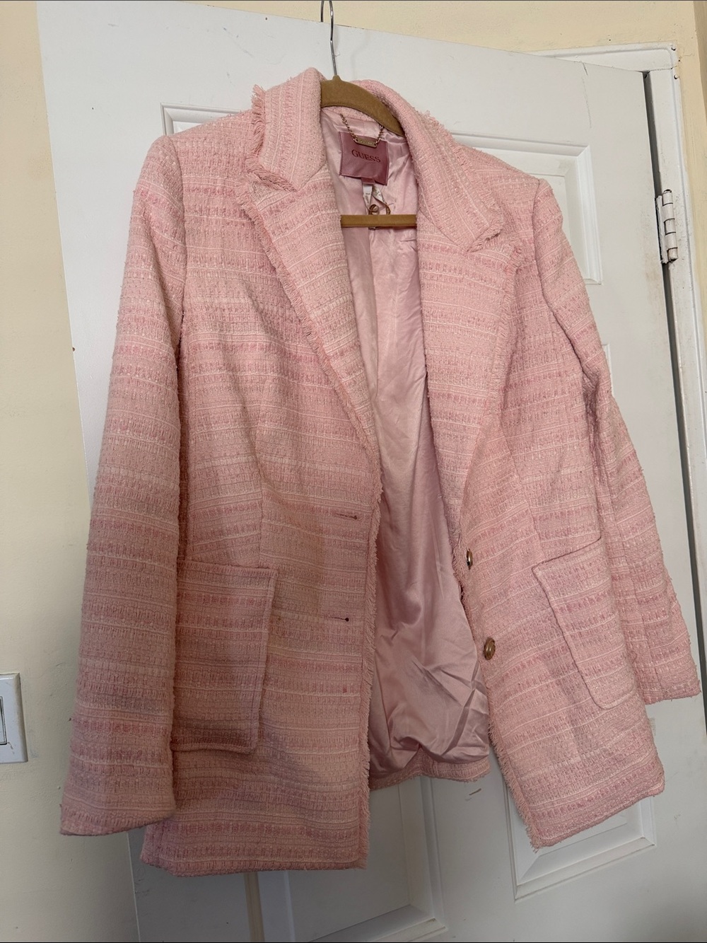 Guess Pink Tweed Blazer Jacket